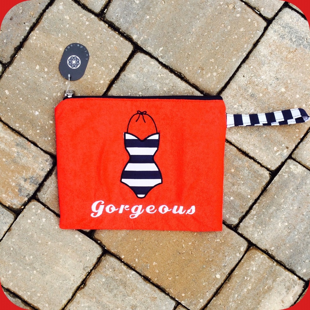 “Gorgeous” Embroidered Swimsuit Bag